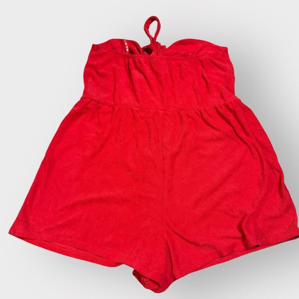 NEW Wild Fable red terry cloth halter style shorts romper - Picture 4 of 8
